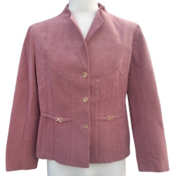 OLYMPIC Jacket Sz 16Faux Suede Rose Coloured Buttoned - Picture 1 of 9